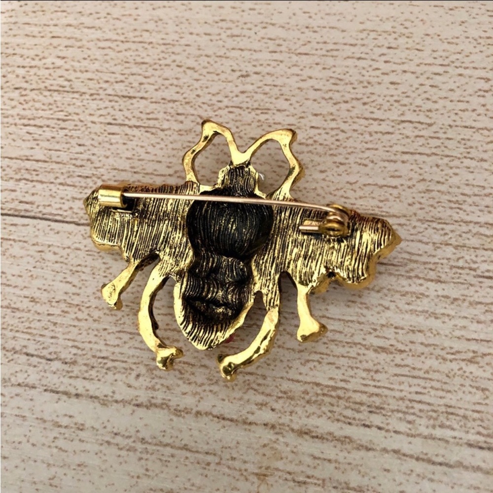 🎉New Fashion Pearl Bee Gold Bronze Color Brooch Pin - Picture 3 of 11